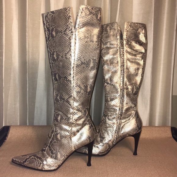 Sergio Rossi Boots Python Snakeskin Knee High 40 - Picture 4 of 16